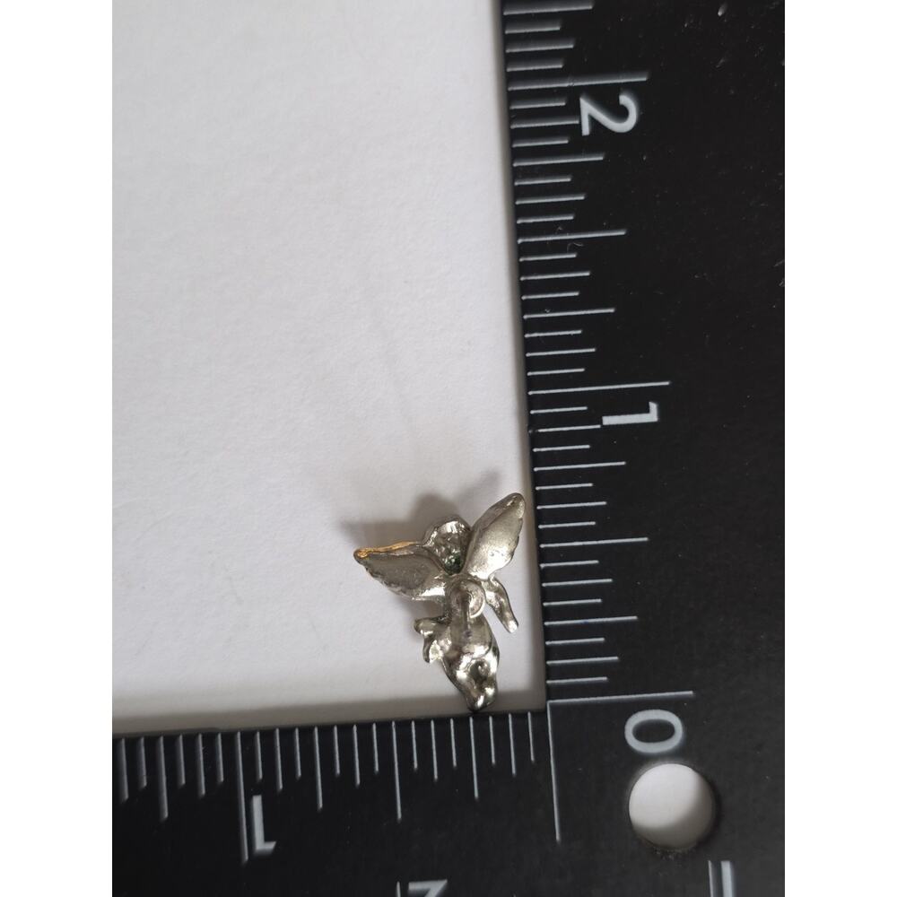 Vtg Cherub Angel Earrings Silver Gold Tone Studs Guardians - Picture 4 of 6